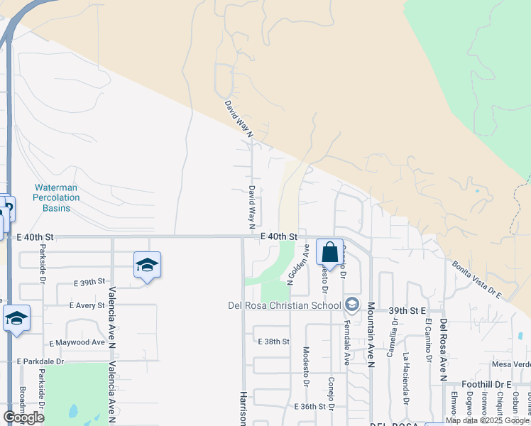 map of restaurants, bars, coffee shops, grocery stores, and more near 4139 Newport Court North in San Bernardino