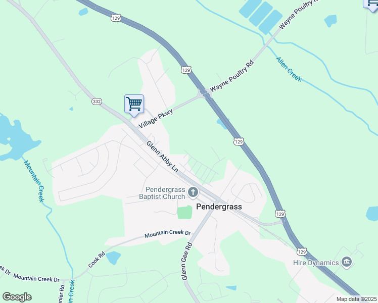 map of restaurants, bars, coffee shops, grocery stores, and more near 604 Old Gainesville Highway in Pendergrass