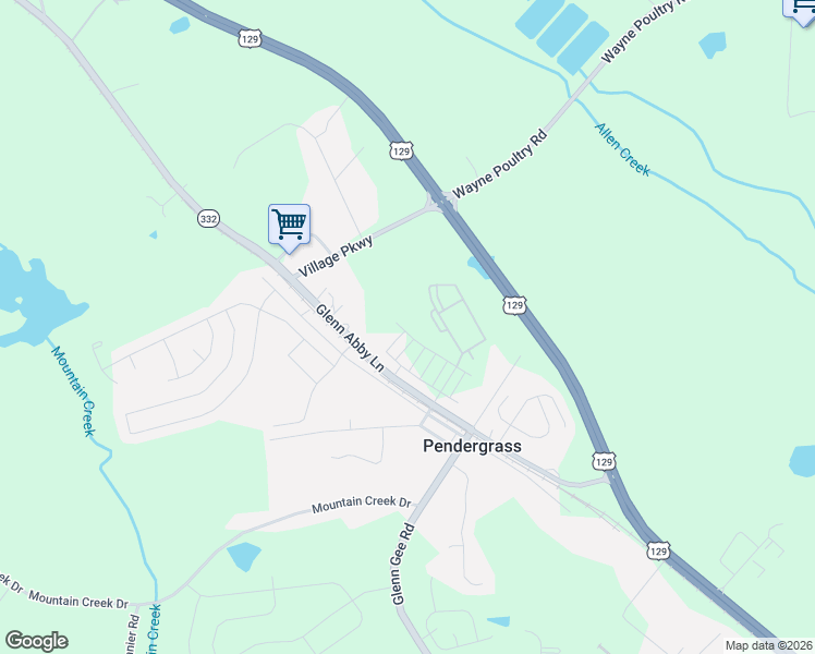 map of restaurants, bars, coffee shops, grocery stores, and more near 604 Old Gainesville Highway in Pendergrass