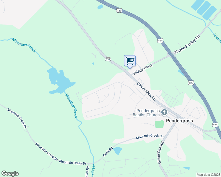 map of restaurants, bars, coffee shops, grocery stores, and more near in Pendergrass