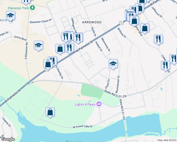 map of restaurants, bars, coffee shops, grocery stores, and more near 1253 Vía Ponticello in Florence