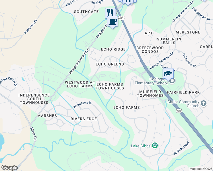 map of restaurants, bars, coffee shops, grocery stores, and more near 302 Wimbledon Court in Wilmington