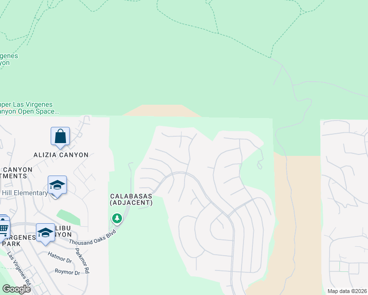 map of restaurants, bars, coffee shops, grocery stores, and more near 25815 Chalmers Place in Calabasas