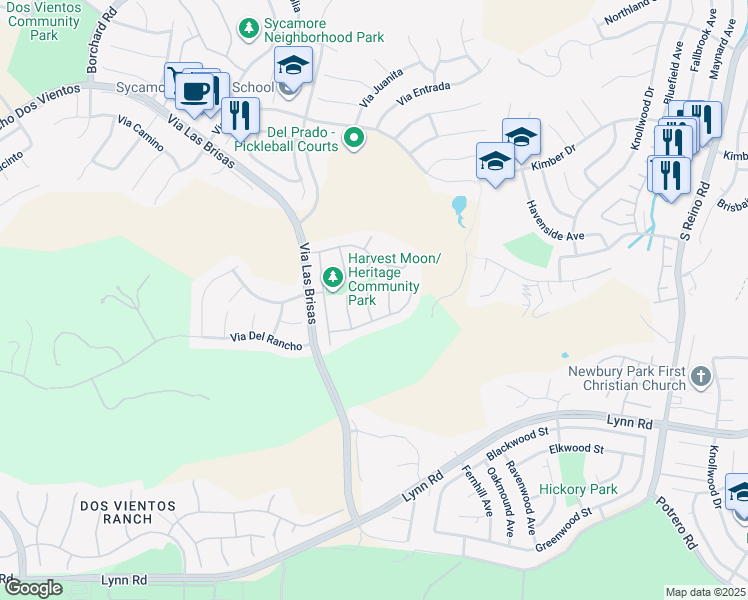 map of restaurants, bars, coffee shops, grocery stores, and more near 660 Camino De La Luz in Thousand Oaks