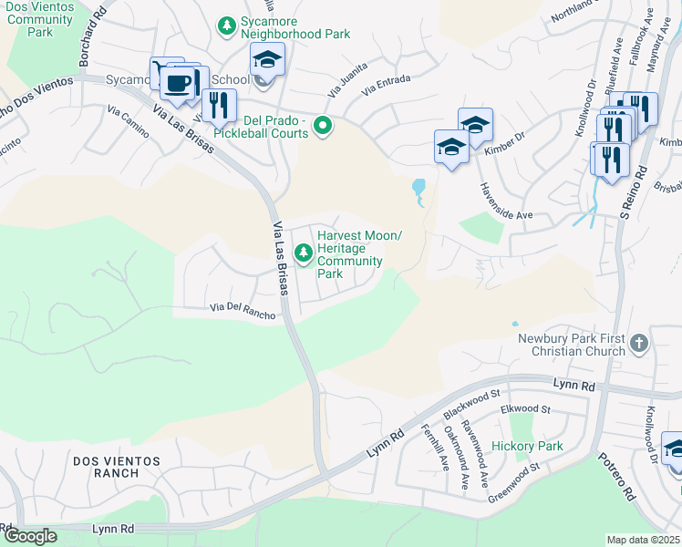 map of restaurants, bars, coffee shops, grocery stores, and more near 660 Camino De La Luz in Thousand Oaks