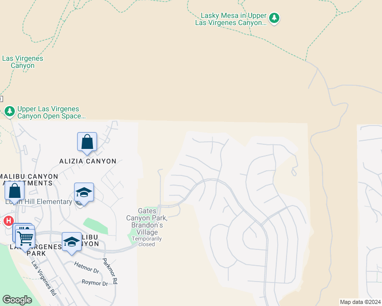 map of restaurants, bars, coffee shops, grocery stores, and more near 25879 Chalmers Place in Calabasas