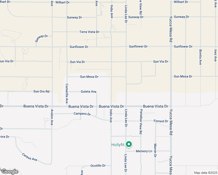 map of restaurants, bars, coffee shops, grocery stores, and more near 4774 Indio Avenue in Yucca Valley