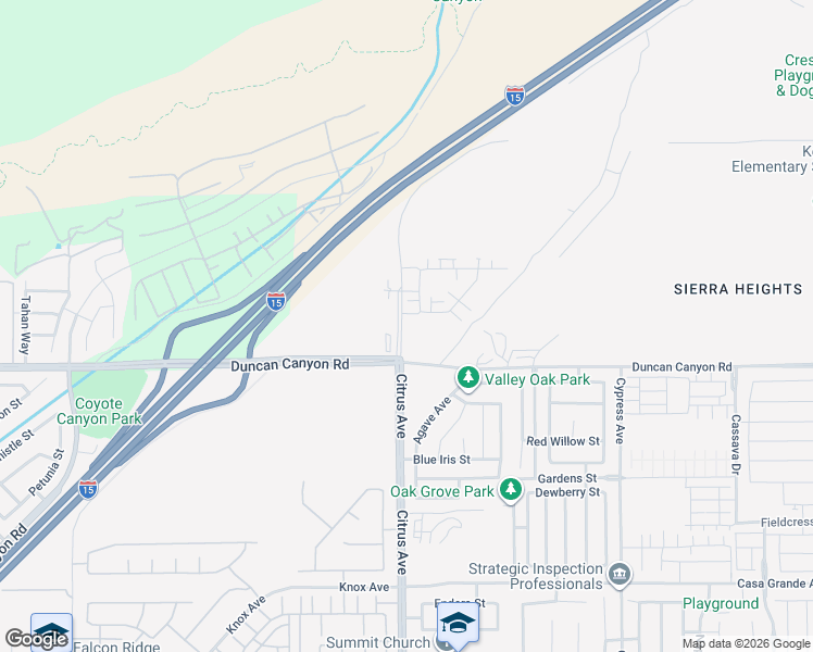 map of restaurants, bars, coffee shops, grocery stores, and more near 4701-4899 Citrus Avenue in Fontana