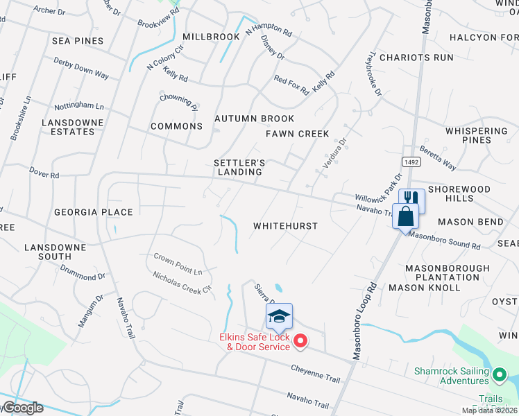 map of restaurants, bars, coffee shops, grocery stores, and more near in Wilmington