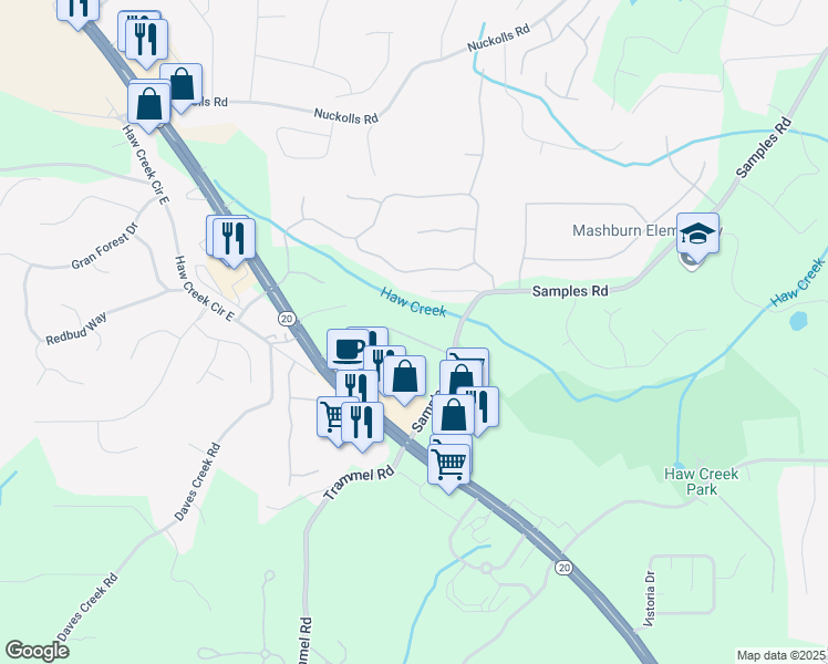 map of restaurants, bars, coffee shops, grocery stores, and more near 4188 Lanier Ridge Walk in Cumming
