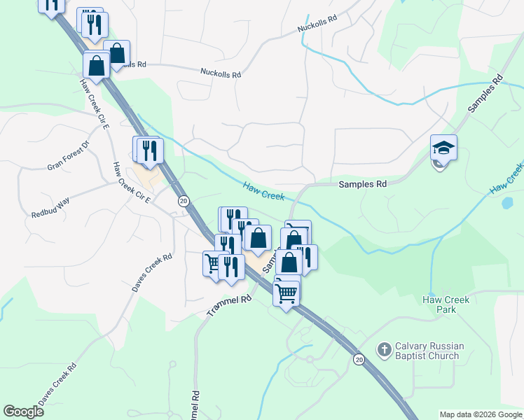 map of restaurants, bars, coffee shops, grocery stores, and more near 4198 Lanier Ridge Walk in Cumming