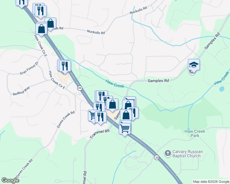 map of restaurants, bars, coffee shops, grocery stores, and more near 4188 Lanier Ridge Walk in Cumming