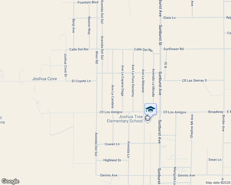 map of restaurants, bars, coffee shops, grocery stores, and more near 4773 Avenue La Candela in Joshua Tree