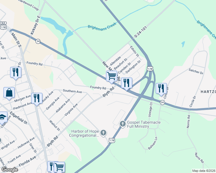 map of restaurants, bars, coffee shops, grocery stores, and more near 342-472 Main St W in Greenwood