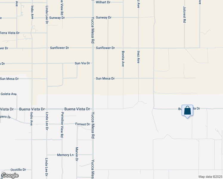 map of restaurants, bars, coffee shops, grocery stores, and more near Anita Avenue in Yucca Valley