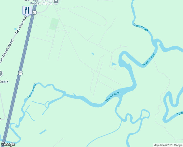 map of restaurants, bars, coffee shops, grocery stores, and more near 446-498 Snowfield Rd SE in Leland