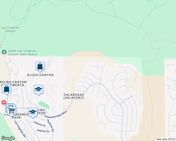 map of restaurants, bars, coffee shops, grocery stores, and more near 25879 Chalmers Place in Calabasas