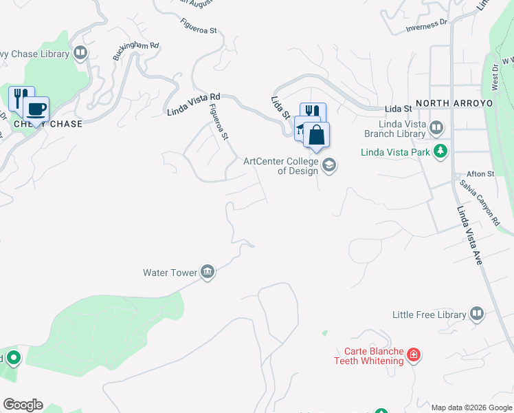 map of restaurants, bars, coffee shops, grocery stores, and more near 1015 Marengo Drive in Glendale