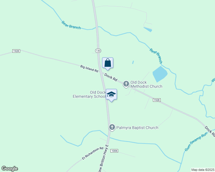 map of restaurants, bars, coffee shops, grocery stores, and more near 12355 New Britton Highway East in Whiteville
