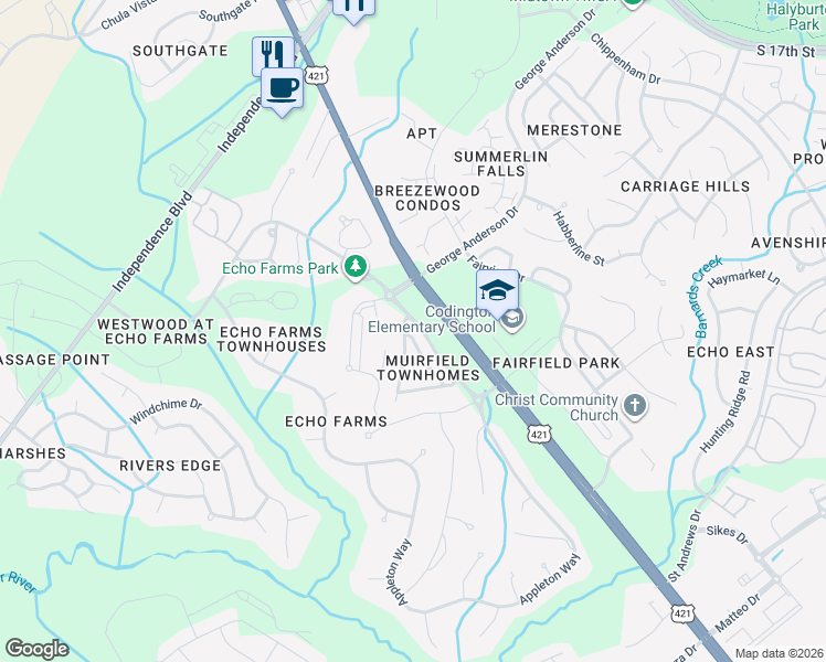 map of restaurants, bars, coffee shops, grocery stores, and more near in Wilmington