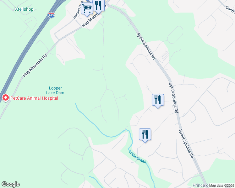 map of restaurants, bars, coffee shops, grocery stores, and more near 5019 Yellow Stone Dr in Flowery Branch