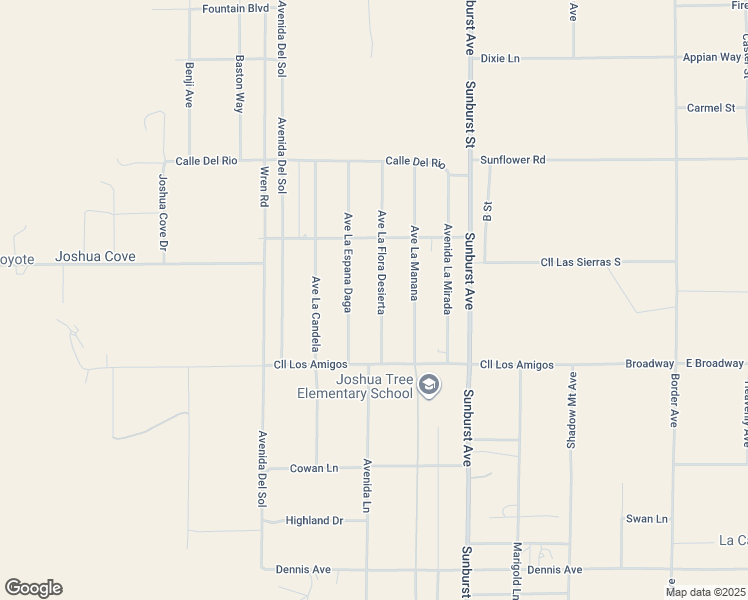 map of restaurants, bars, coffee shops, grocery stores, and more near 4726 Avenue La Flora Desierta in Joshua Tree