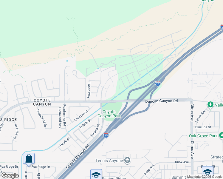 map of restaurants, bars, coffee shops, grocery stores, and more near 4803 Hawk Ridge Avenue in Fontana