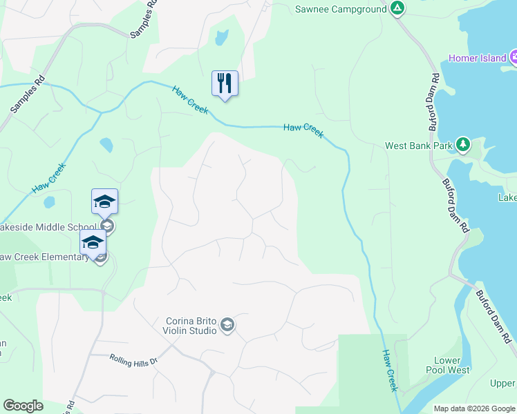 map of restaurants, bars, coffee shops, grocery stores, and more near 4015 New Chapel Hill Way in Cumming