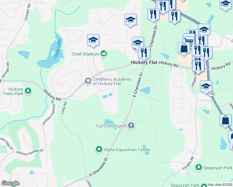 map of restaurants, bars, coffee shops, grocery stores, and more near 443 Timberleaf Road in Canton
