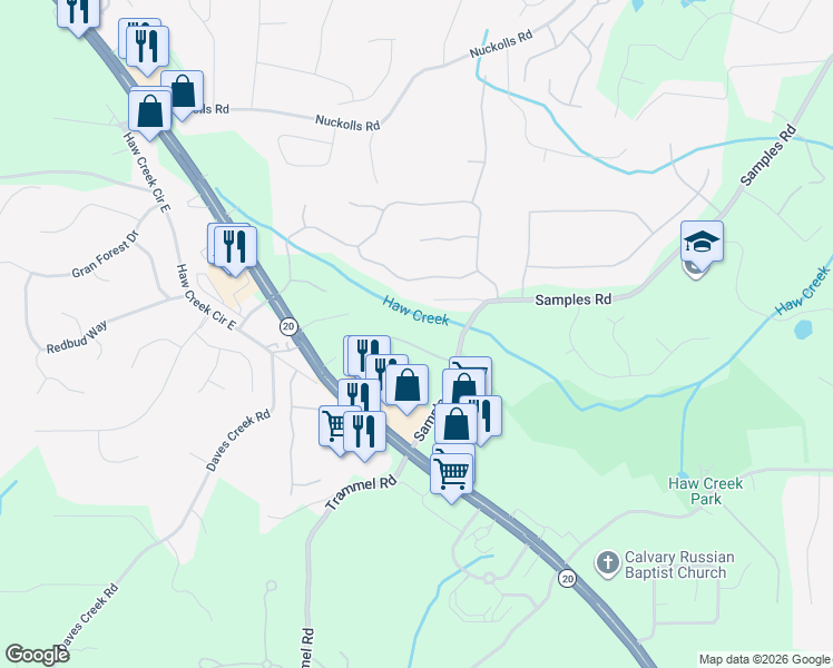 map of restaurants, bars, coffee shops, grocery stores, and more near 4202 Lanier Ridge Walk in Cumming