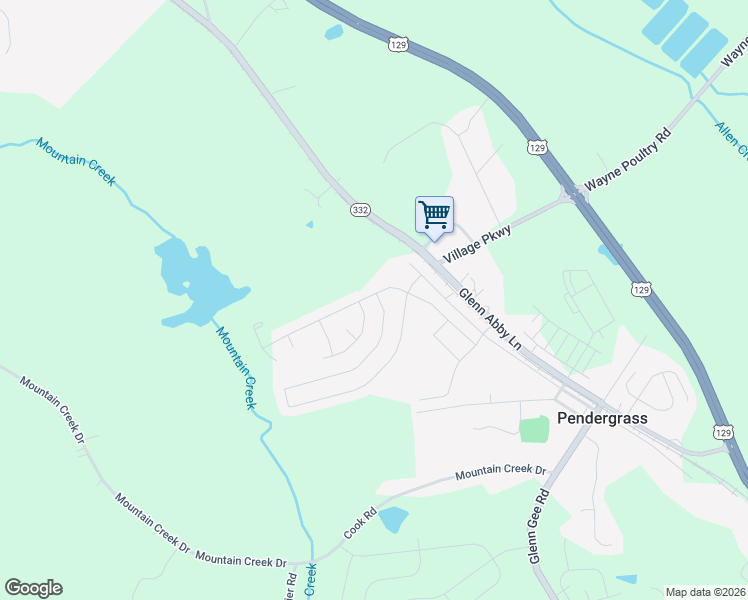 map of restaurants, bars, coffee shops, grocery stores, and more near 937 Starbuck Parkway in Pendergrass