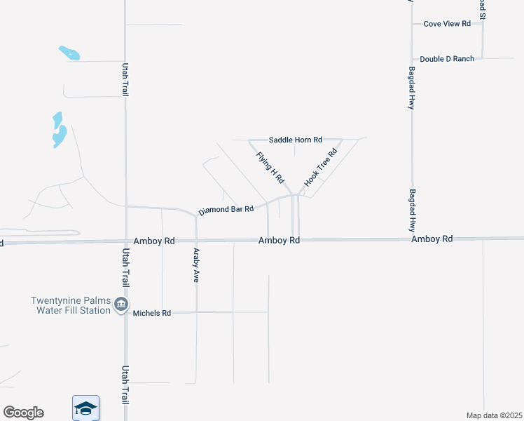 map of restaurants, bars, coffee shops, grocery stores, and more near 4818 Round Up Road in Twentynine Palms
