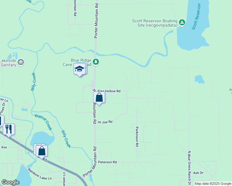map of restaurants, bars, coffee shops, grocery stores, and more near 1332 Flag Hollow Road in Navajo County