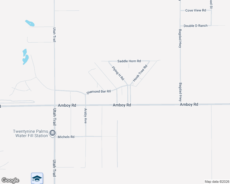 map of restaurants, bars, coffee shops, grocery stores, and more near 74912 Diamond Bar Road in Twentynine Palms