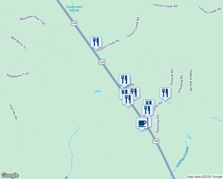map of restaurants, bars, coffee shops, grocery stores, and more near 146 Hornbeam RD in Broken Bow