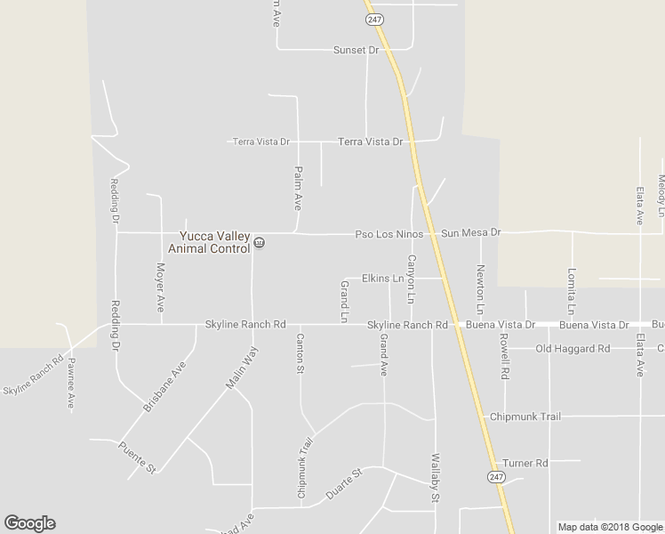 map of restaurants, bars, coffee shops, grocery stores, and more near 56606 Skyline Ranch Road in Yucca Valley