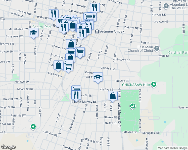 map of restaurants, bars, coffee shops, grocery stores, and more near 218 D Street Southeast in Ardmore