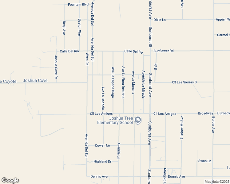 map of restaurants, bars, coffee shops, grocery stores, and more near 4757 Avenue La Espana Daga in Joshua Tree