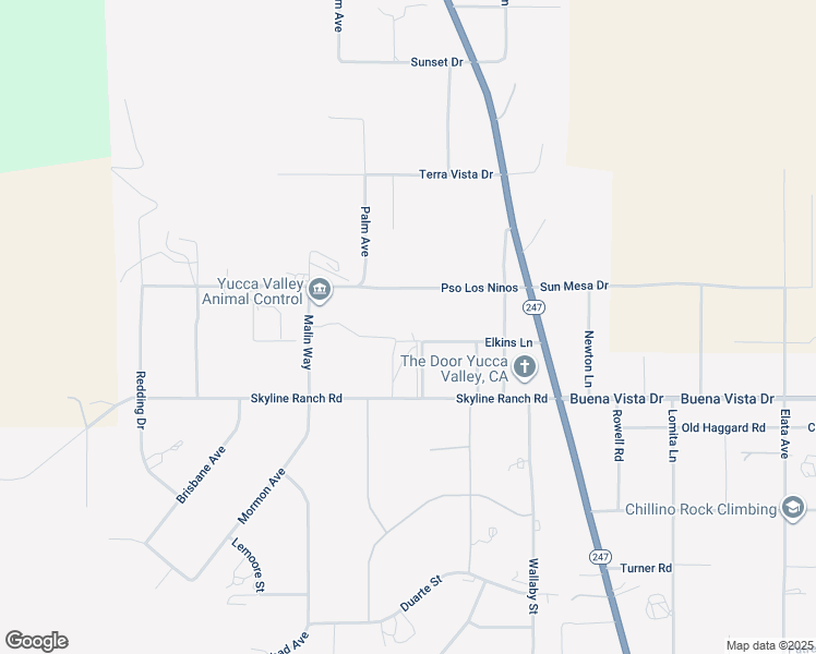 map of restaurants, bars, coffee shops, grocery stores, and more near 56606 Skyline Ranch Road in Yucca Valley