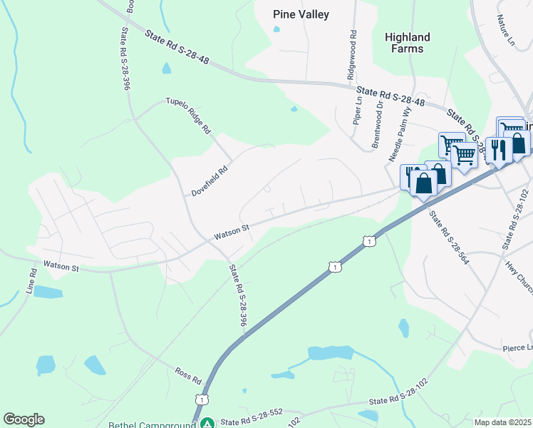map of restaurants, bars, coffee shops, grocery stores, and more near 2454 State Road S-28-120 in Elgin
