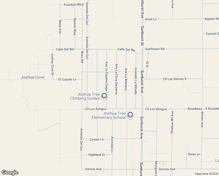 map of restaurants, bars, coffee shops, grocery stores, and more near 4743 Avenue La Espana Daga in Joshua Tree