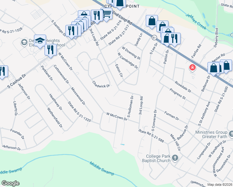 map of restaurants, bars, coffee shops, grocery stores, and more near 2198 State Road S-21-903 in Florence