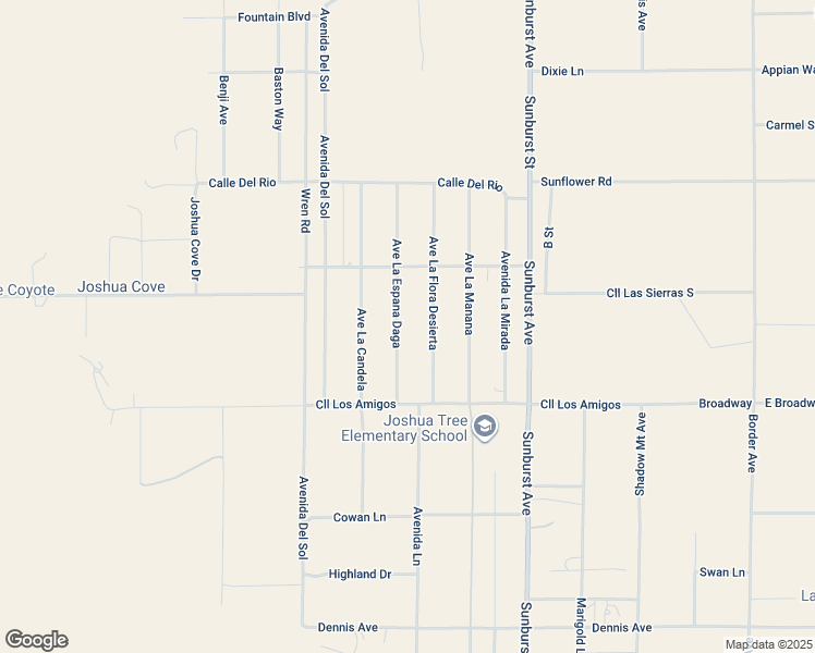 map of restaurants, bars, coffee shops, grocery stores, and more near 4757 Avenue La Espana Daga in Joshua Tree