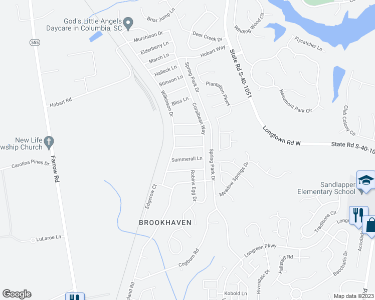 map of restaurants, bars, coffee shops, grocery stores, and more near 727 McNamara Lane in Columbia