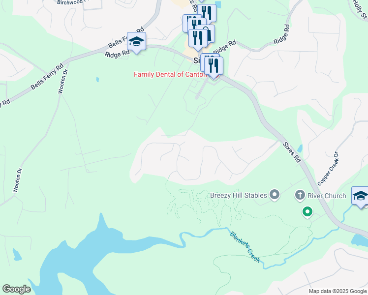 map of restaurants, bars, coffee shops, grocery stores, and more near 700 Ridgeway Court in Canton