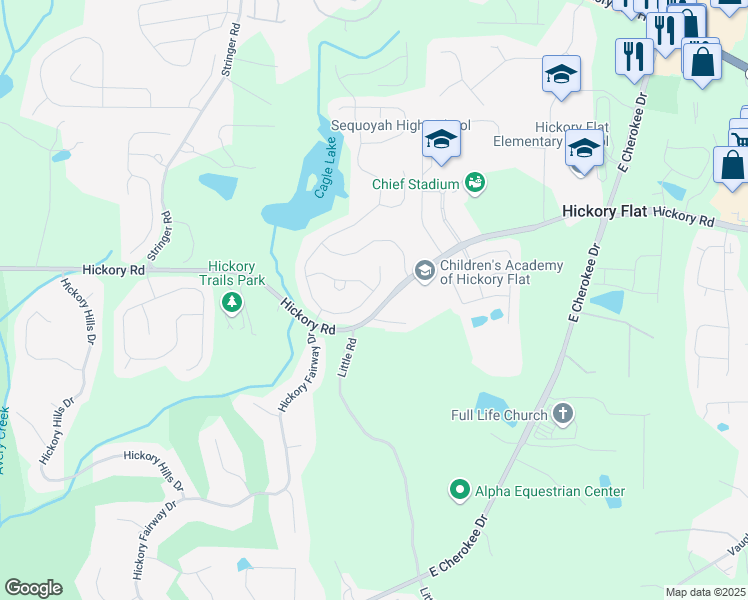 map of restaurants, bars, coffee shops, grocery stores, and more near 111 Fieldbrook Xing in Holly Springs