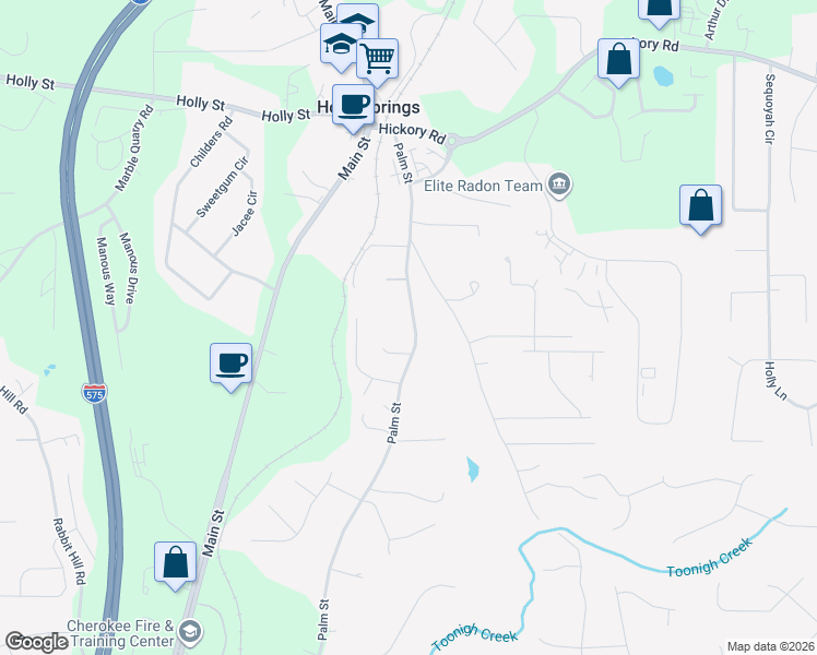 map of restaurants, bars, coffee shops, grocery stores, and more near 540 Palm Street in Canton
