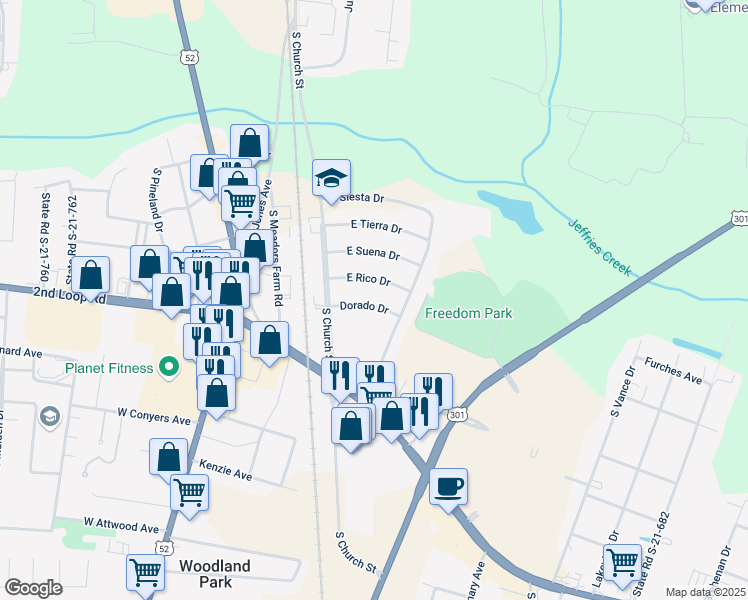 map of restaurants, bars, coffee shops, grocery stores, and more near 401 Dorado Drive in Florence