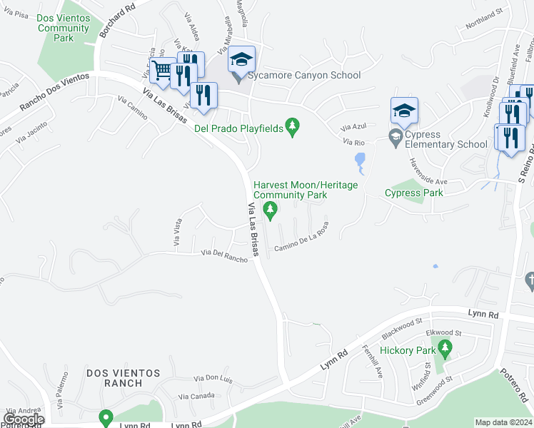 map of restaurants, bars, coffee shops, grocery stores, and more near 630 Camino Del Sol in Thousand Oaks