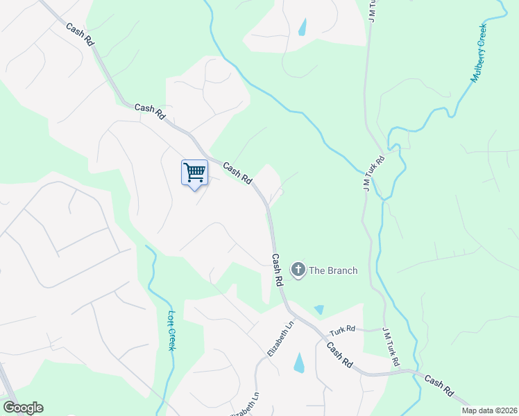 map of restaurants, bars, coffee shops, grocery stores, and more near 4932 Cash Road in Flowery Branch